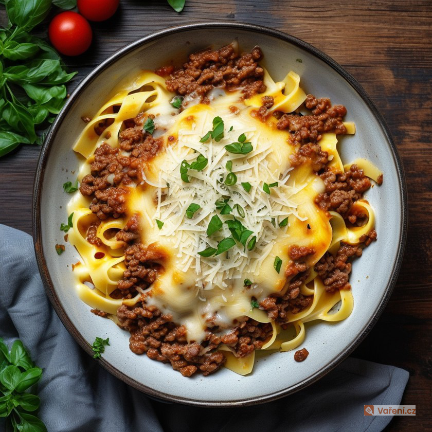 Rychlé zapékané špagety s hovězí konzervou