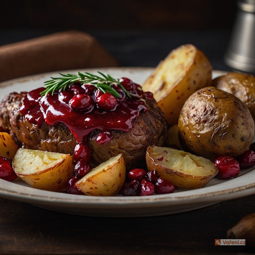 Kančí hřbet s brusinkami