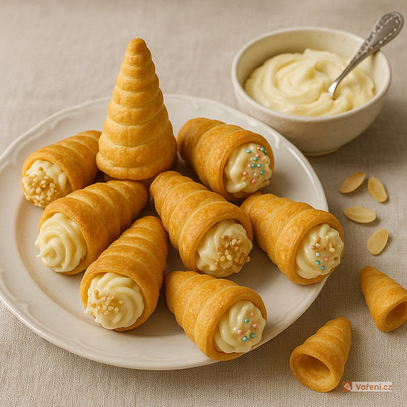 Medové kornoutky s krémem