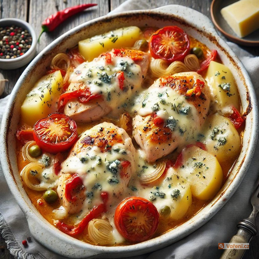 Kuřecí plátky s lečem a nivou